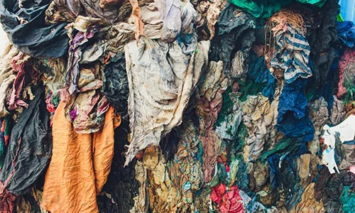 Pile of ugly wasted clothes dump