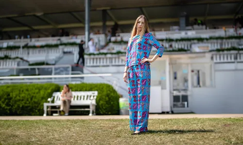 women with same blue printed co ord set